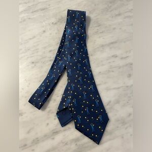 Vintage HERMES Paris Saxophone player men’s 3 1/2” blue Silk dress Tie